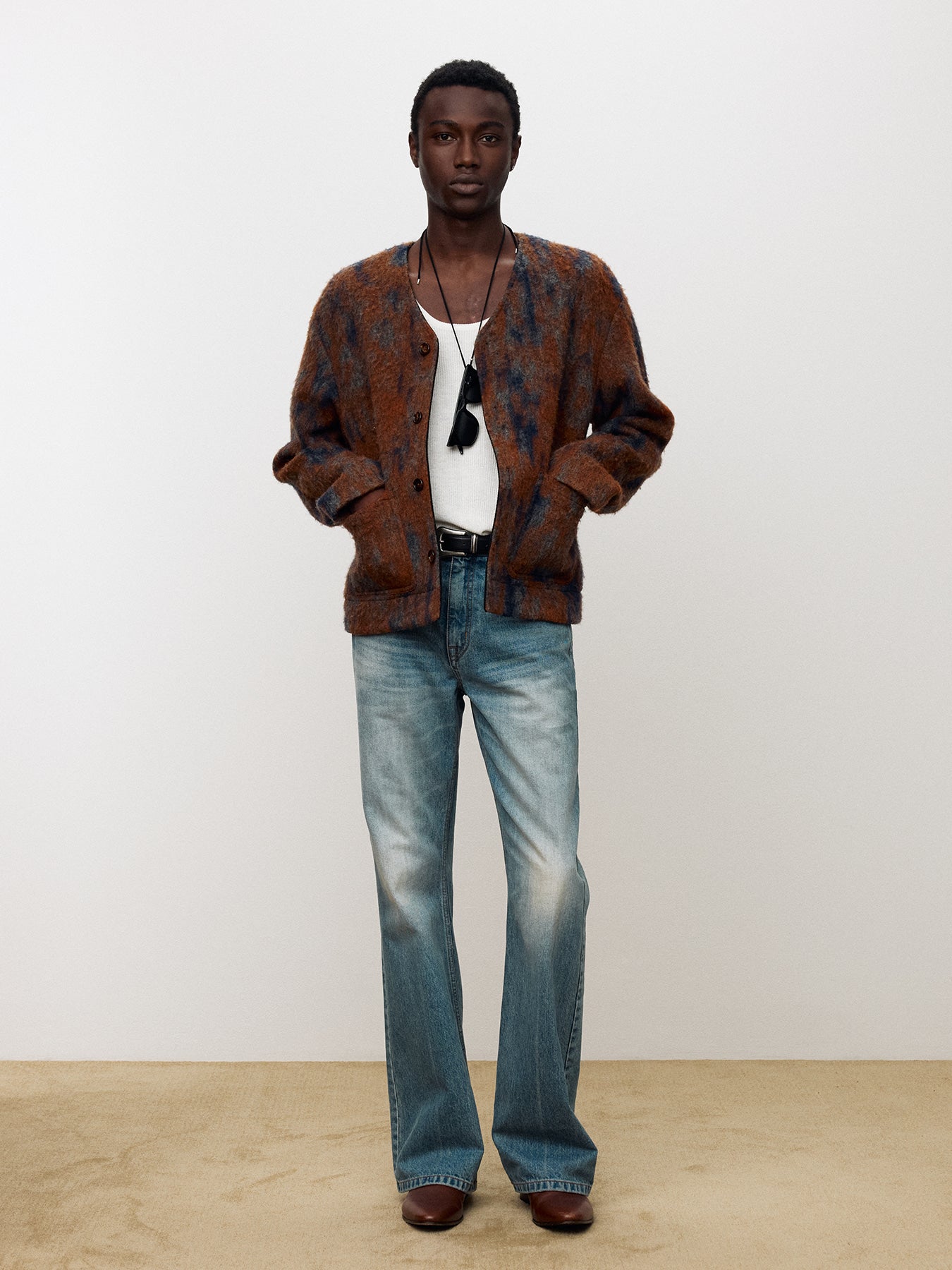 Tonywack - Mohair V-Neck Blouson Italian Fabric (Rust Orange) product image 2 | TRAB K-Fashion Australia
