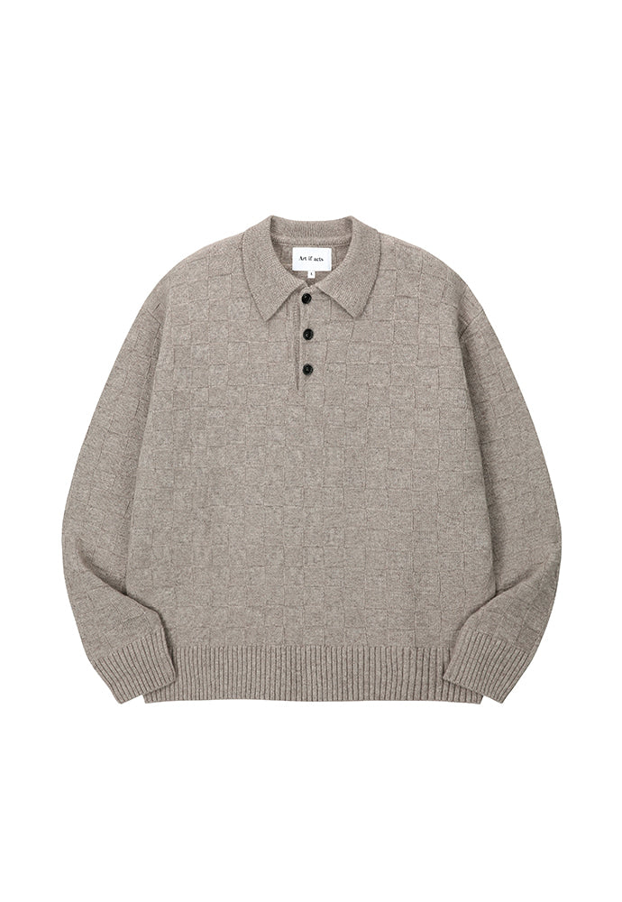 Art if acts - Checkerboard Collar Knit (Mushroom) product image 8 | TRAB K-Fashion Australia