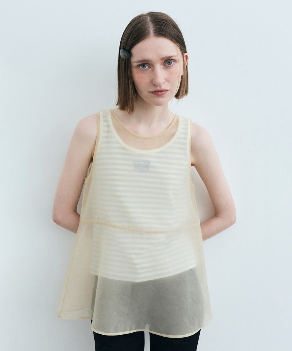 Marithe & Francois Girbaud - Sheer Sleeveless Top (Light Beige) product image 1 | TRAB K-Fashion Australia