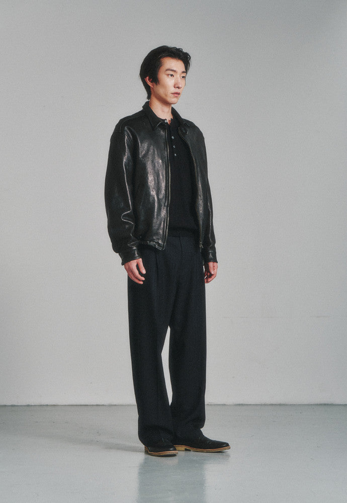 Art if acts - Washed Vegetable Leather Swing Jacket (Black) product image 3 | TRAB K-Fashion Australia