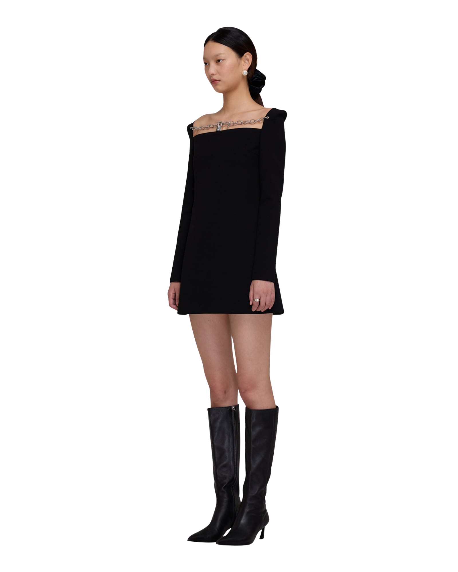 Kimhe Kim - Chain Detailed Sqaure Neck Mini Dress (Black) product image 2 | TRAB K-Fashion Australia