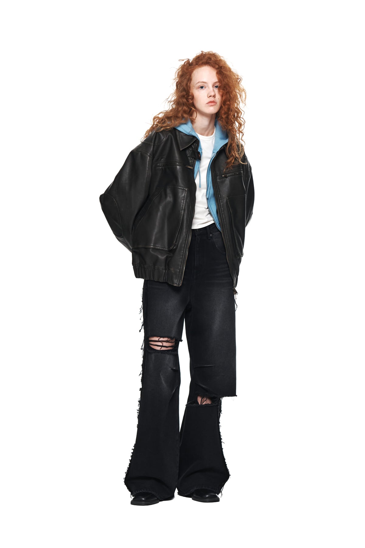 Matin Kim - Big Damage Brush Denim Pants (Black) product image 8 | TRAB K-Fashion Australia