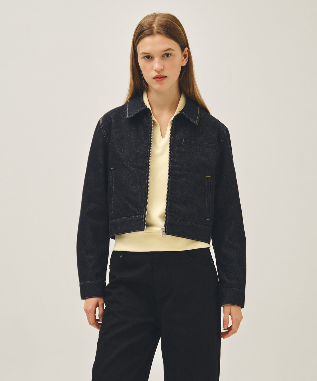 Marithe & Francois Girbaud - Crop Denim Blouson Jacket (Indigo) product image 1 | TRAB K-Fashion Australia