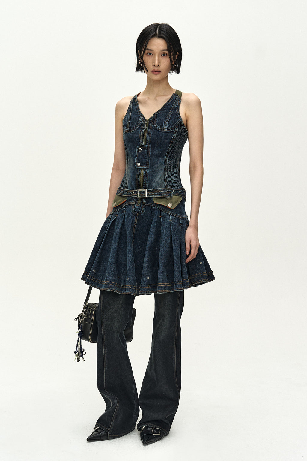 Andersson Bell - Military Ma-1 Harness Denim Dress (blue) (Blue) product image 3 | TRAB K-Fashion Australia