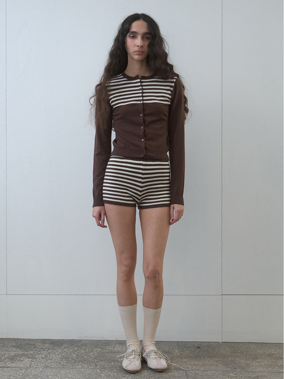 Kijun - Stripe Knit Cardigan (Brown) product image 8 | TRAB K-Fashion Australia