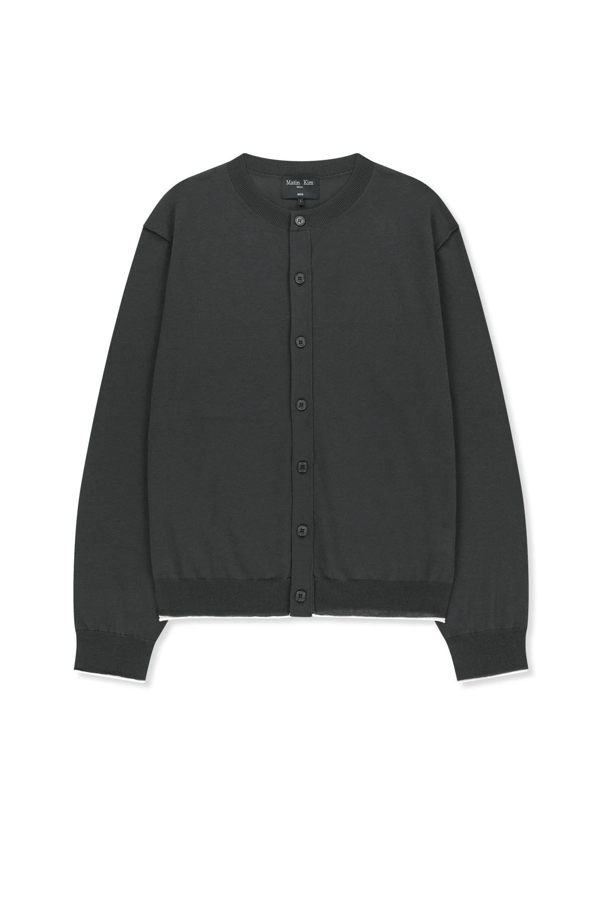 Matin Kim - Back Logo Sheer Cardigan (Charcoal) product image 1 | TRAB K-Fashion Australia