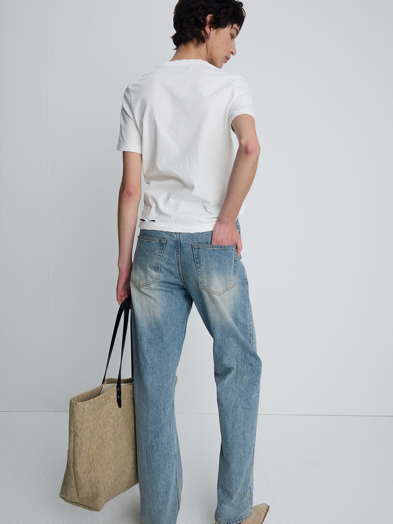 Tonywack - Hand Distressed Vintage Cotton T-Shirt (White) product image 4 | TRAB K-Fashion Australia