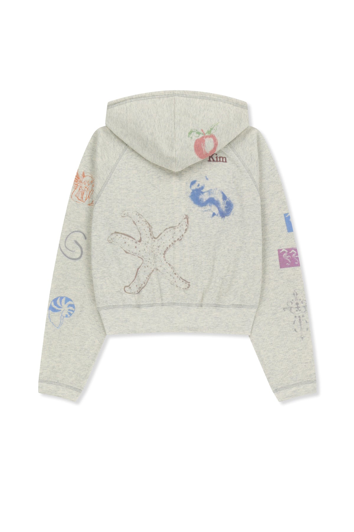 Matin Kim - Sketch Graffiti Waffle Hoody Zip Up (Light Beige) product image 3 | TRAB K-Fashion Australia