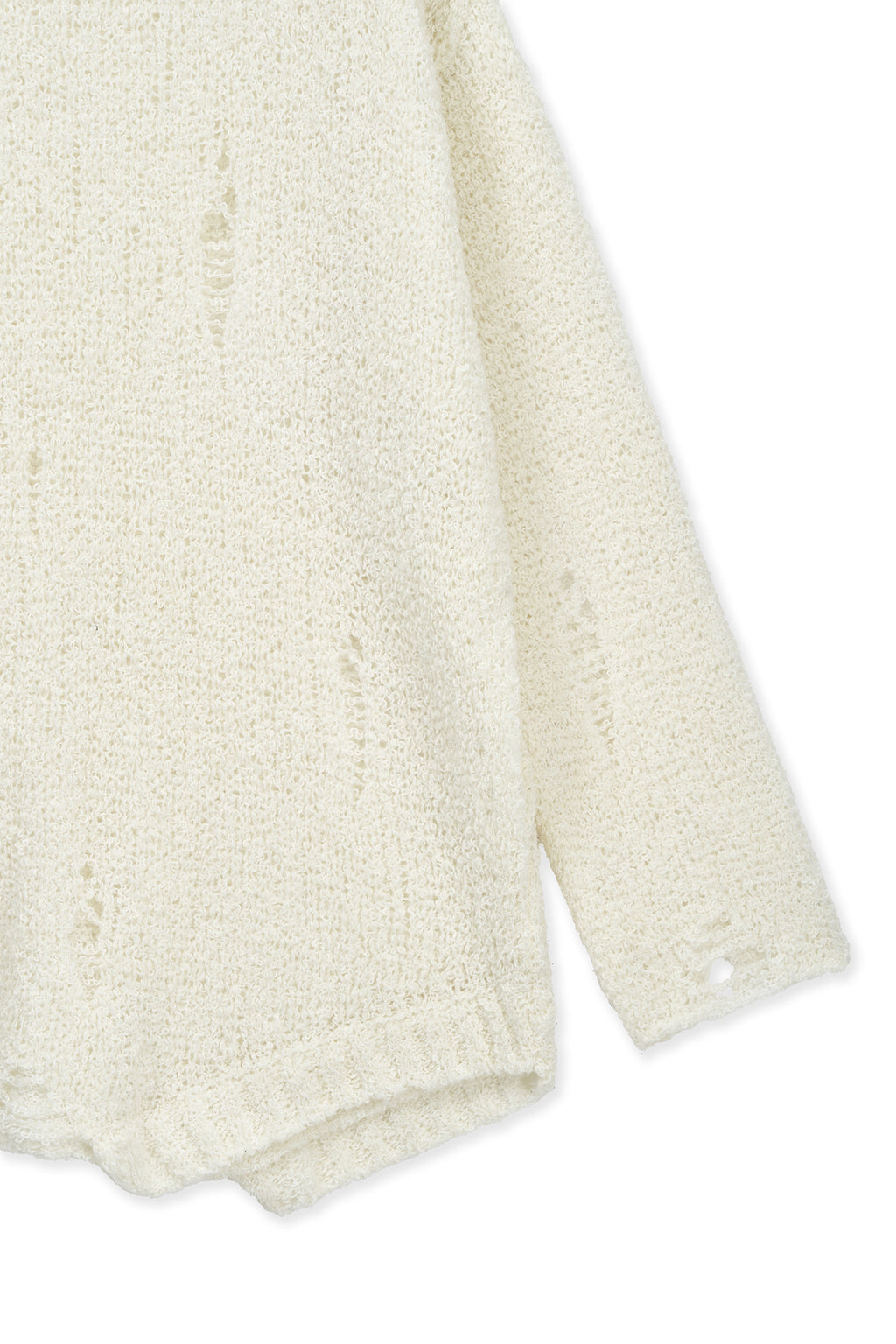 Matin Kim - Asymmetric Damaged Knit Pullover (Ivory) product image 3 | TRAB K-Fashion Australia
