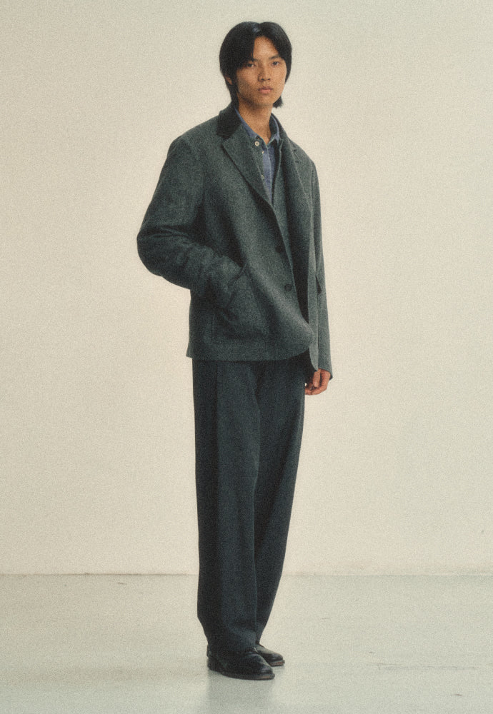 Art if acts - Leather Collar Wool Blazer_Japanese Fabric (Charcoal) product image 5 | TRAB K-Fashion Australia