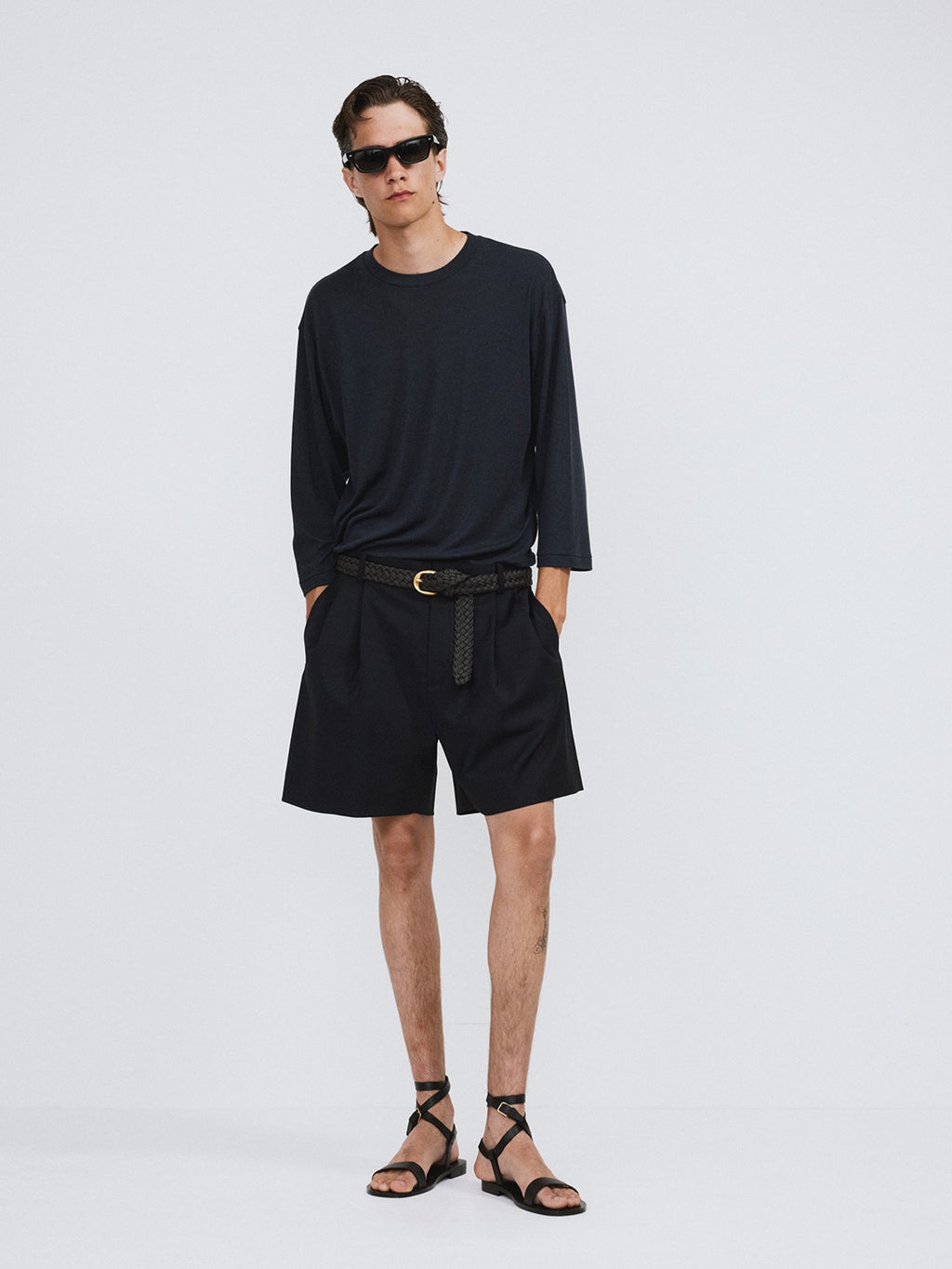 Recto - Double Pleated Shorts (Dark Navy) product image 1 | TRAB K-Fashion Australia