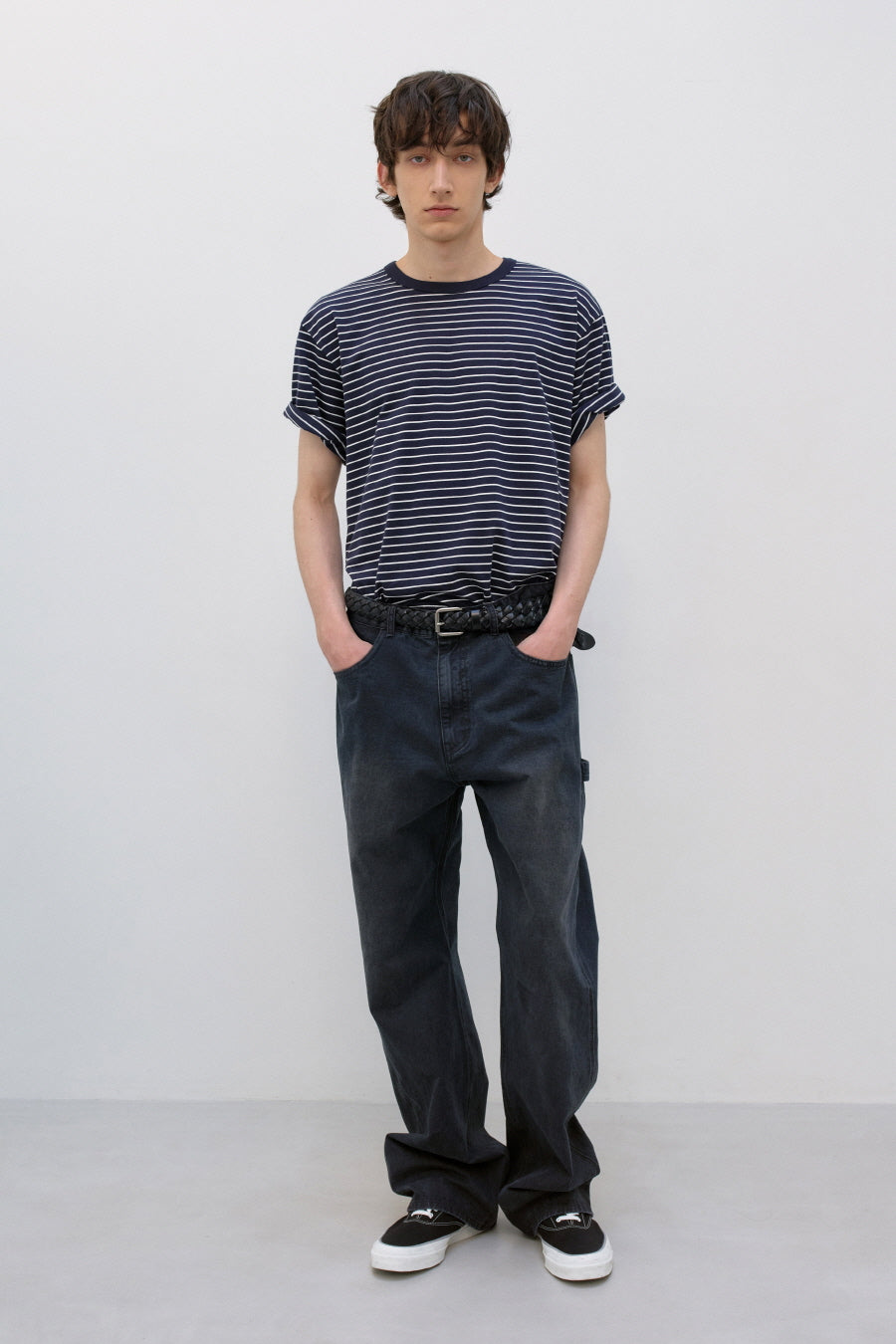 Insilence - Striped T-shirt (Navy) product image 1 | TRAB K-Fashion Australia