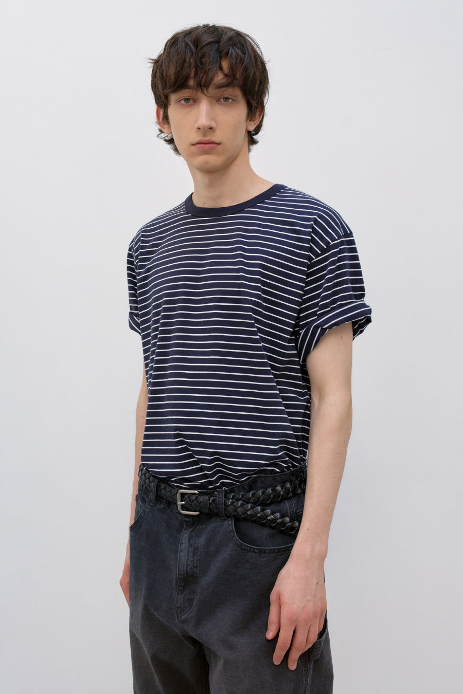 Insilence - Striped T-shirt (Navy) product image 2 | TRAB K-Fashion Australia
