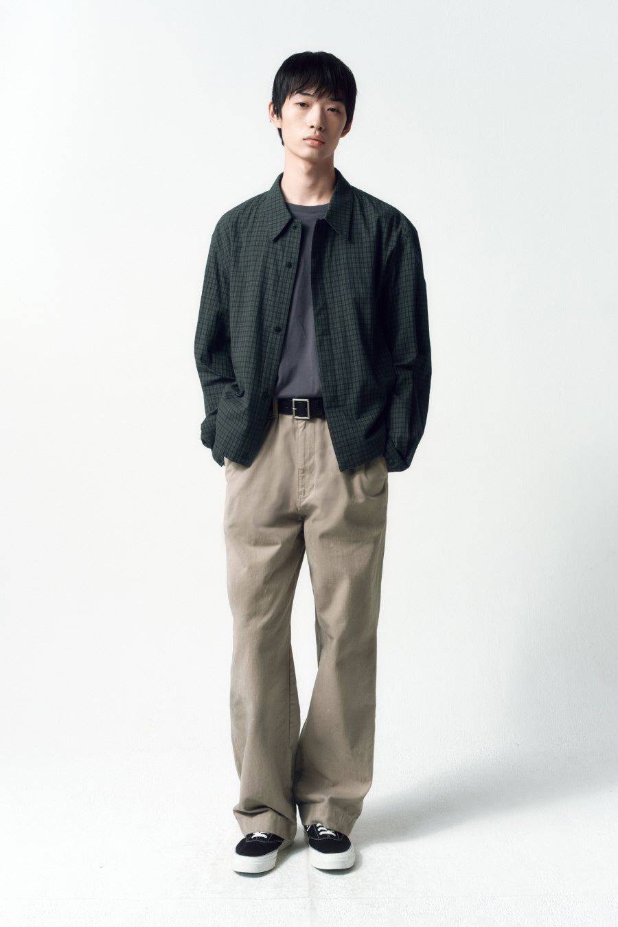 Insilence - Compact Crop Jacket (Dark Moss Check) product image 1 | TRAB K-Fashion Australia