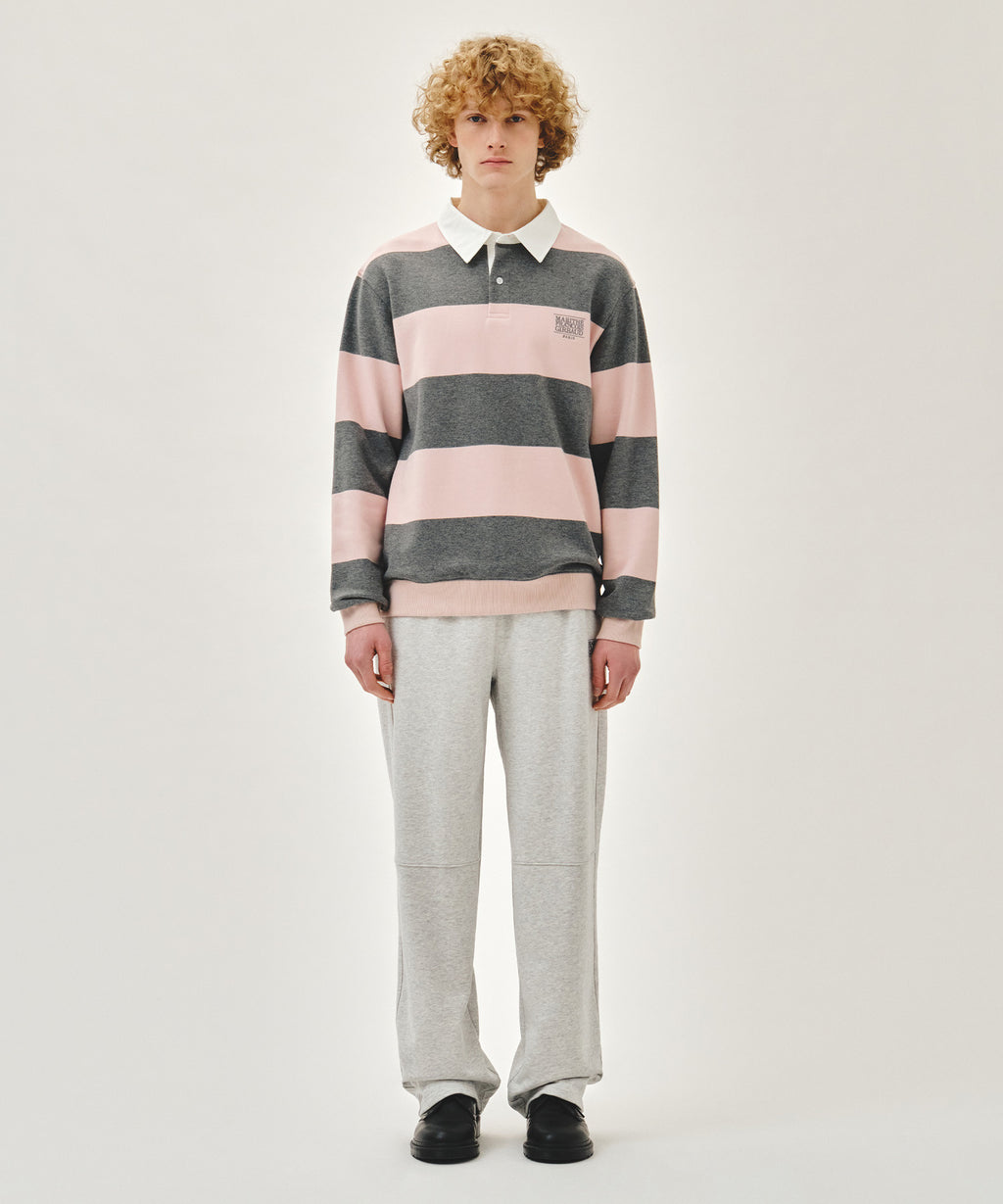 Marithe & Francois Girbaud - Small Classic Logo Rugby Stripe Sweatshirt (Light Pink) product image 4 | TRAB K-Fashion Australia