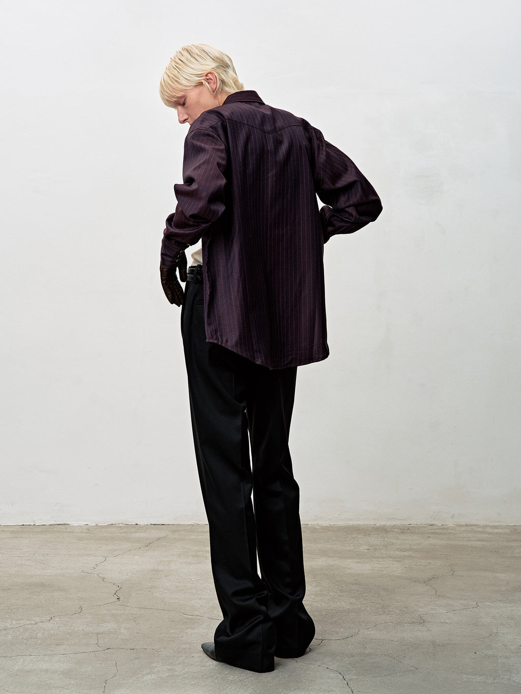 Tonywack - Striped Wool Western Shirt (Dark Burgundy) product image 5 | TRAB K-Fashion Australia