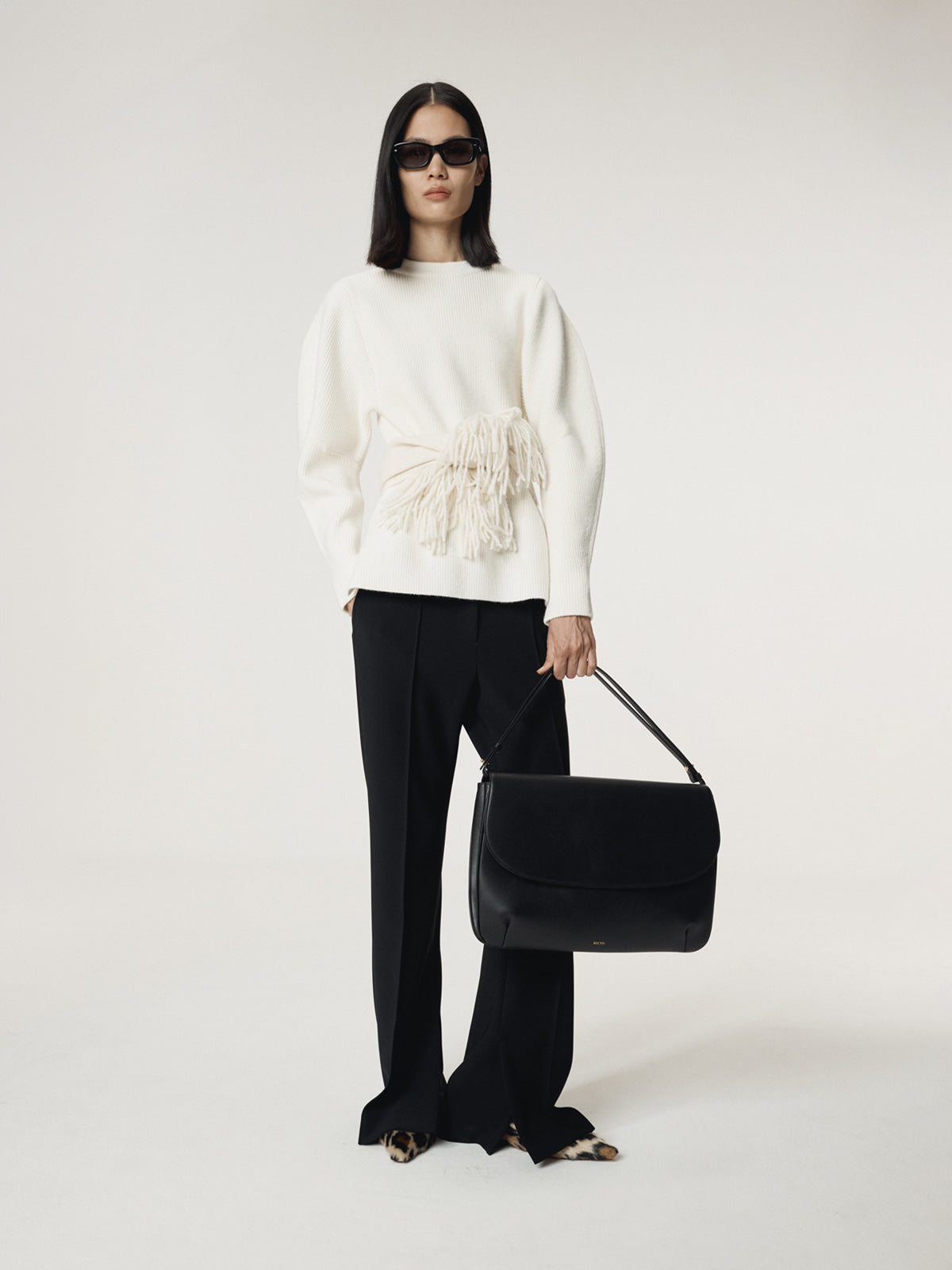 Recto - Volume Sleeve Structured Knit Top (Ivory) product image 8 | TRAB K-Fashion Australia