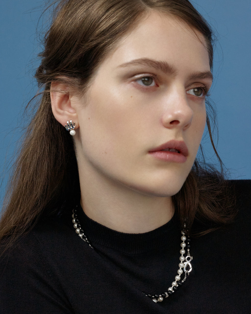 Numbering - Flat Coil with Pearl Earrings #4107 product image 3 | TRAB K-Fashion Australia