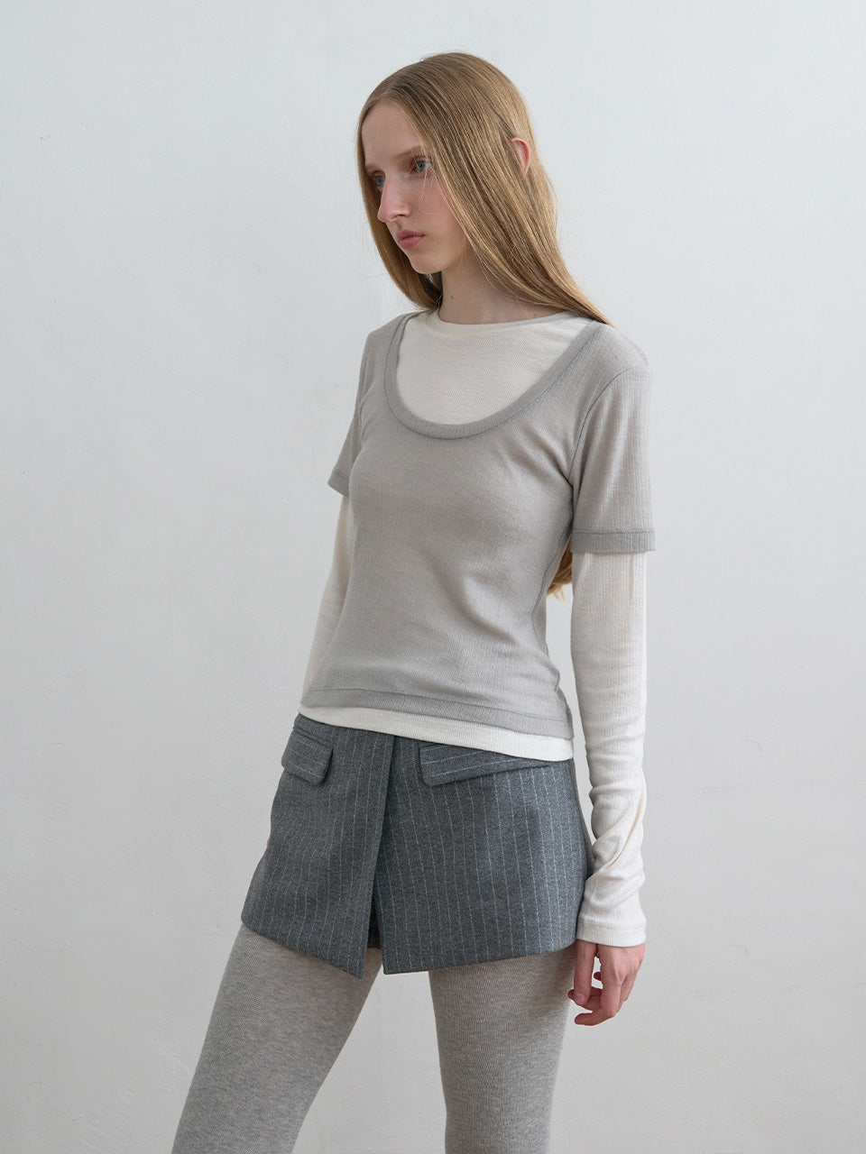 Kijun - Layered Jersey Top (Grey) product image 4 | TRAB K-Fashion Australia