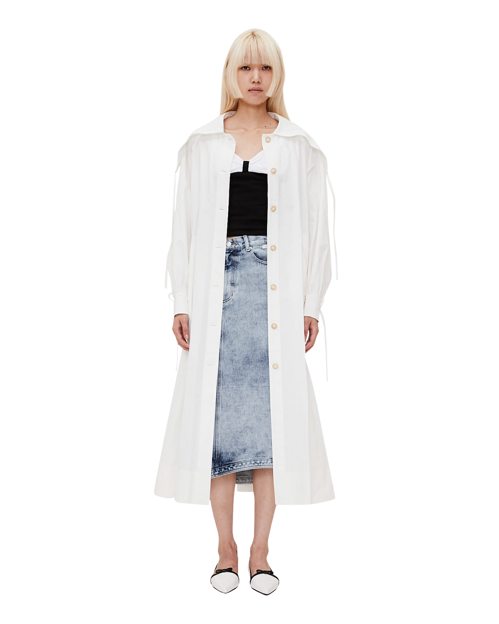 Kimhe Kim - Sailor Collared Long Cotton Shirt Dress (Ivory) product image 2 | TRAB K-Fashion Australia