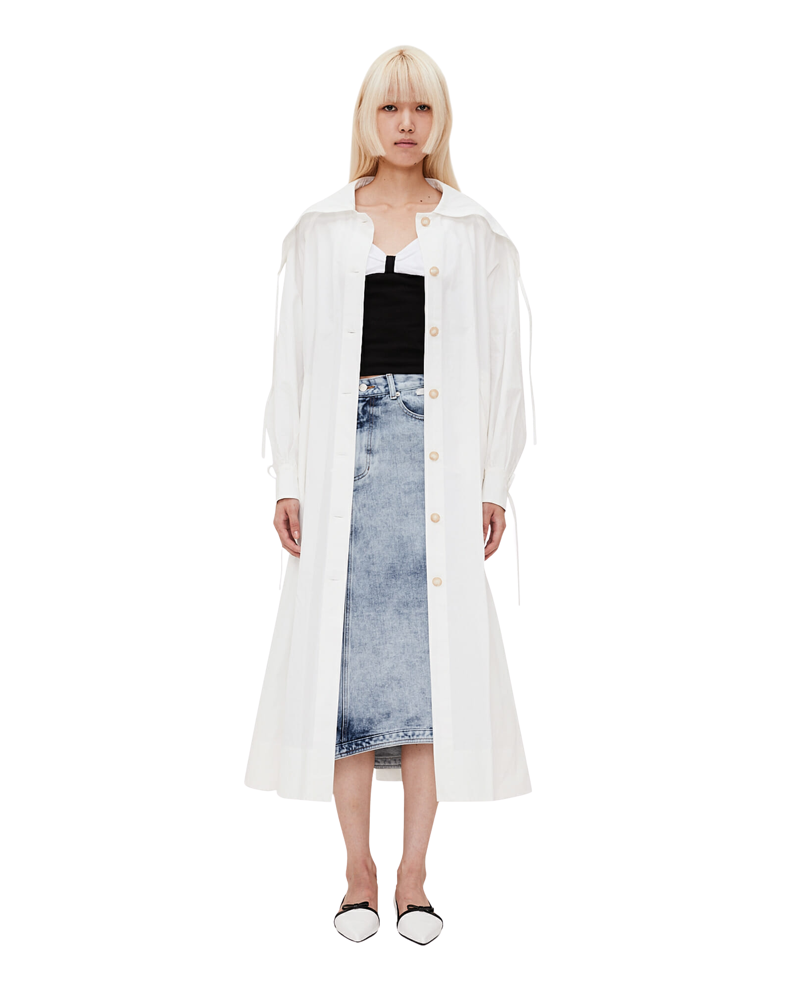 Kimhe Kim - Sailor Collared Long Cotton Shirt Dress (Ivory) product image 2 | TRAB K-Fashion Australia