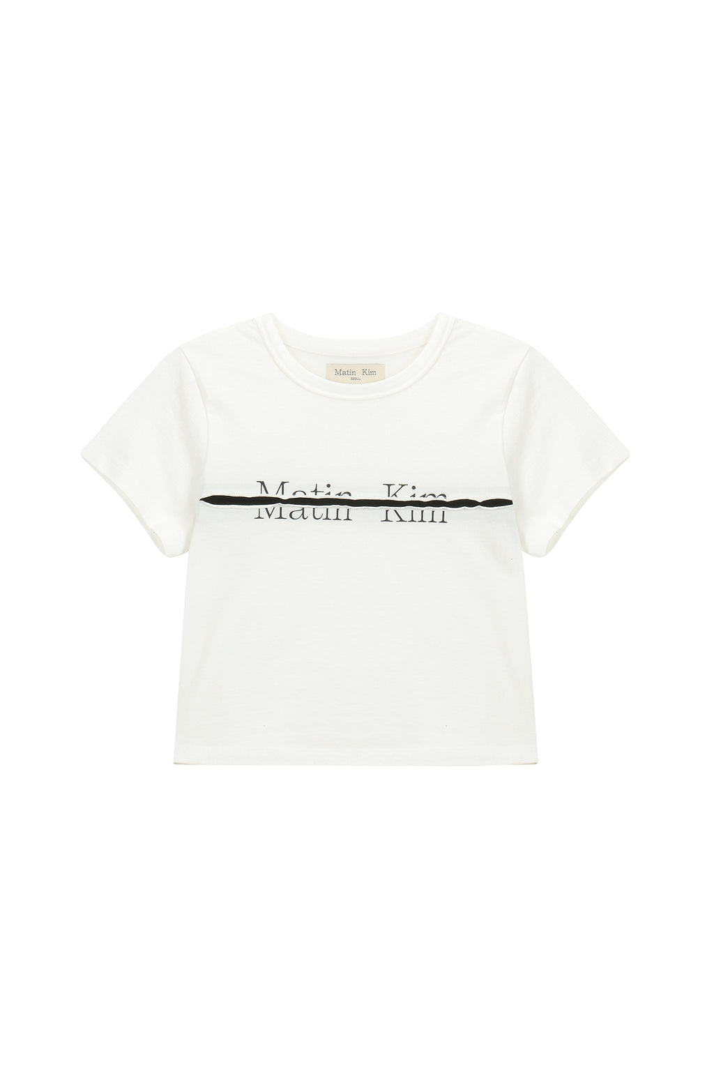 Matin Kim - Logo Cutted Crop Top (White) product image 1 | TRAB K-Fashion Australia