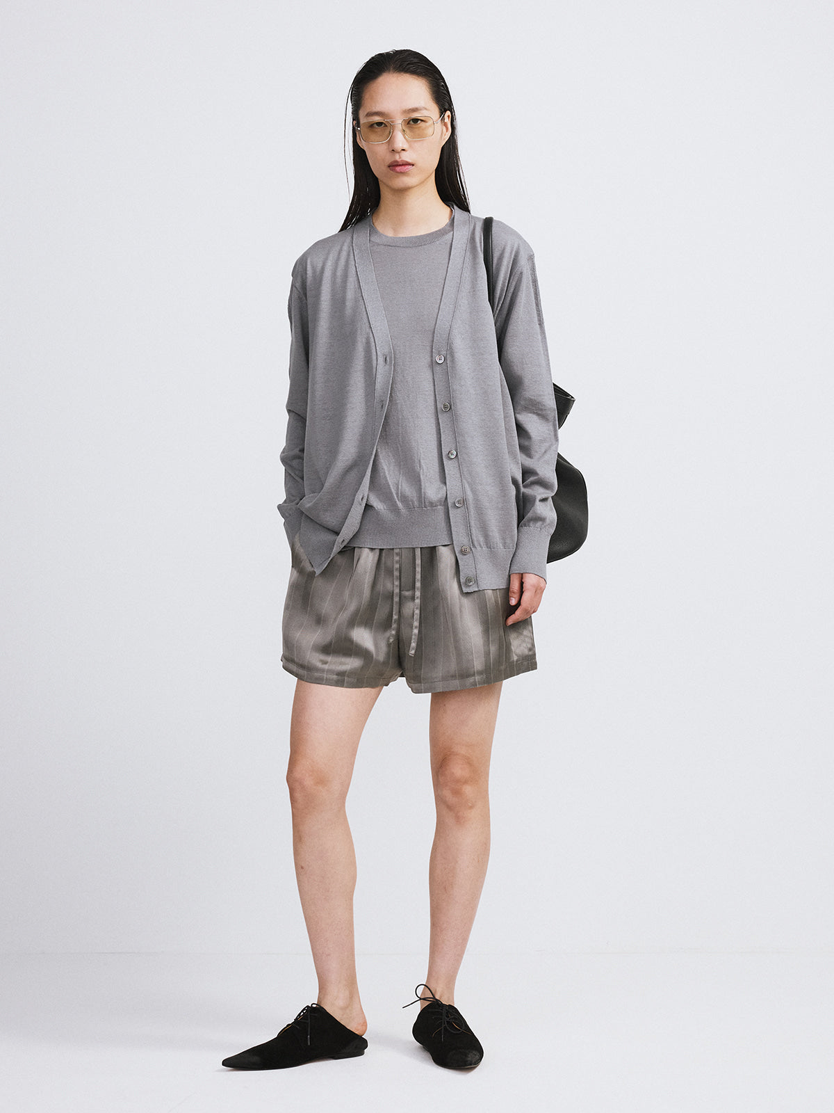 Recto - Silk-Linen Blend Layered Knit Top (Cool Grey) product image 2 | TRAB K-Fashion Australia