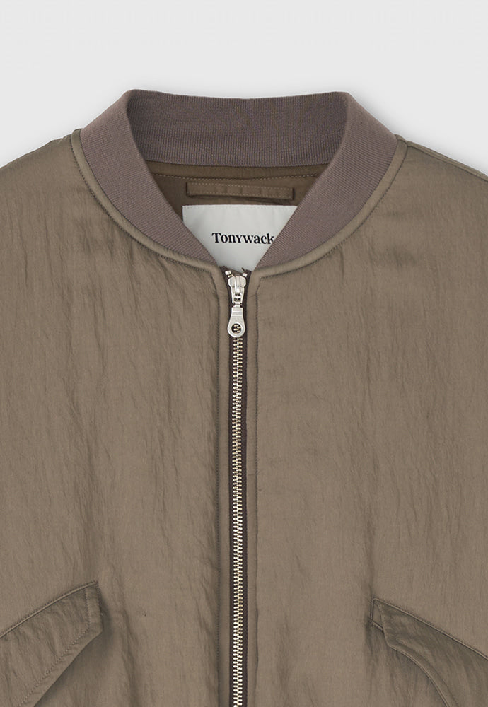 Tonywack - Silk Blend Brushed Bomber Jacket (Pale Olive) product image 12 | TRAB K-Fashion Australia
