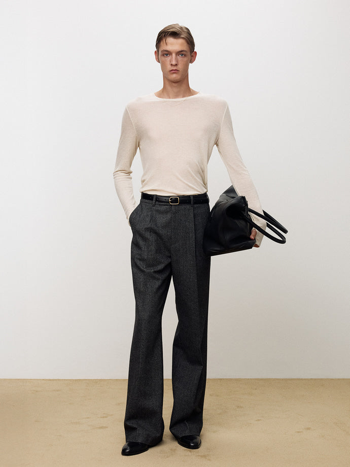Tonywack - Sheer Wool Ribbed Knit Top (Ivory) product image 2 | TRAB K-Fashion Australia