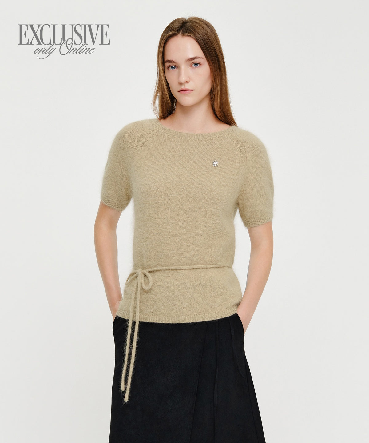 Marithe & Francois Girbaud - Premium Angora Boat Neck Half Knit (Beige) product image 1 | TRAB K-Fashion Australia
