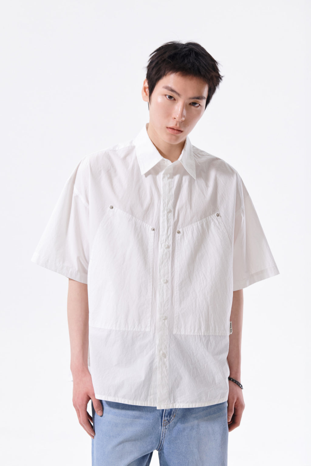 Matin Kim - Half Sleeve Pocket Shirt (White) product image 12 | TRAB K-Fashion Australia