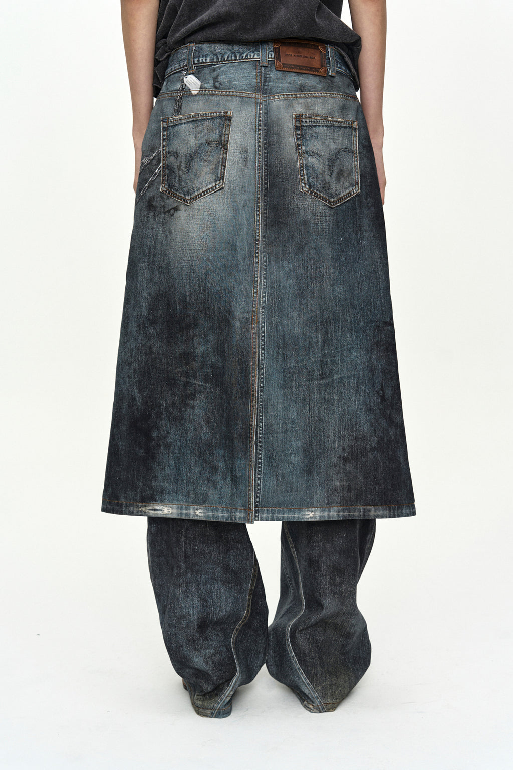 Andersson Bell - Denim Trompe-L'oeil Graphic Wrap Skirt (Mid Blue) product image 6 | TRAB K-Fashion Australia