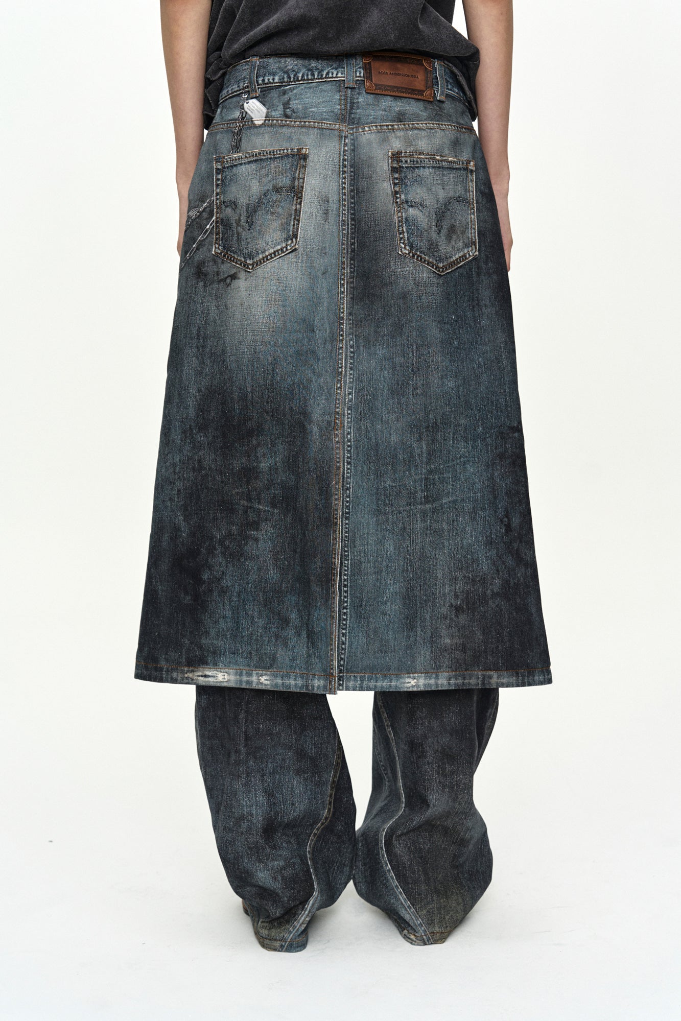 Andersson Bell - Denim Trompe-L'oeil Graphic Wrap Skirt (Mid Blue) product image 6 | TRAB K-Fashion Australia