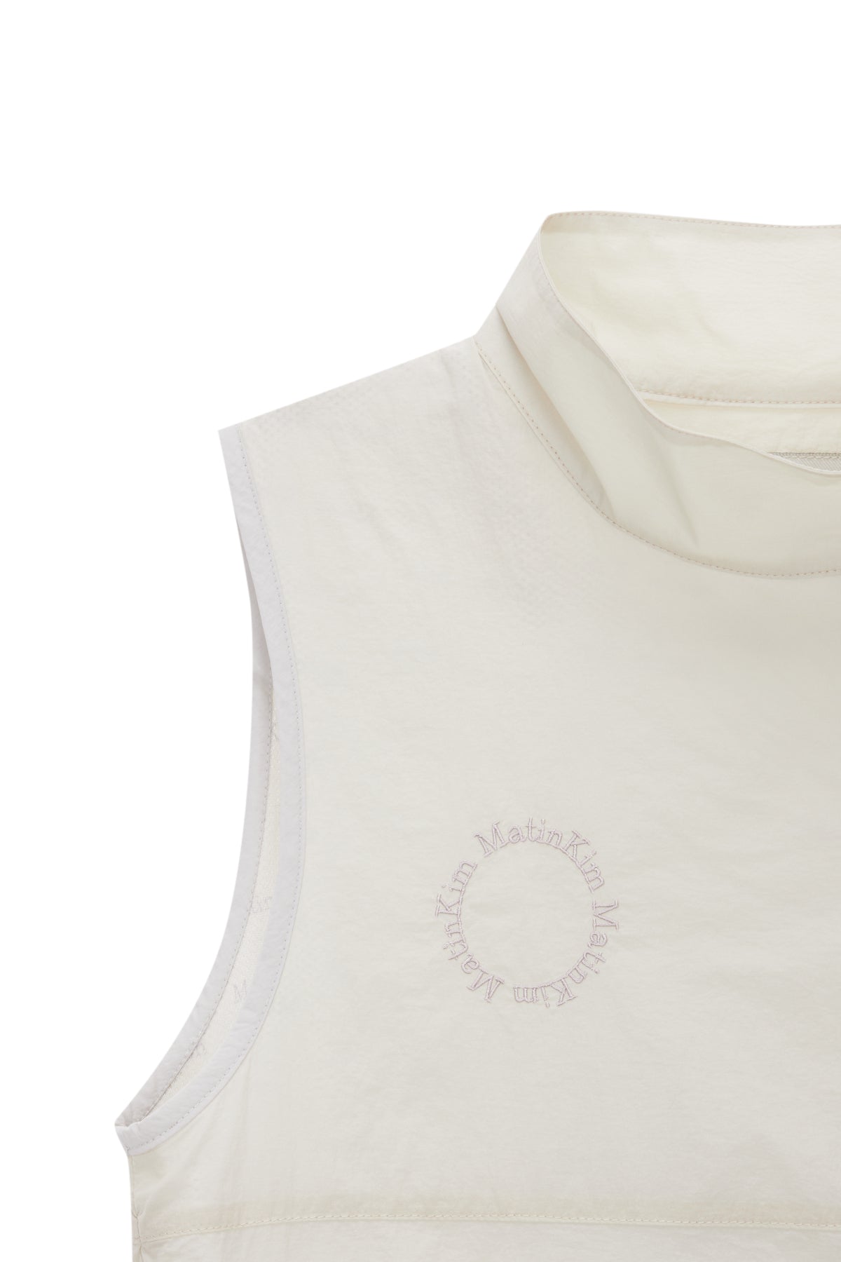 Matin Kim - High Neck Taping Zip Up Vest (Beige) product image 3 | TRAB K-Fashion Australia
