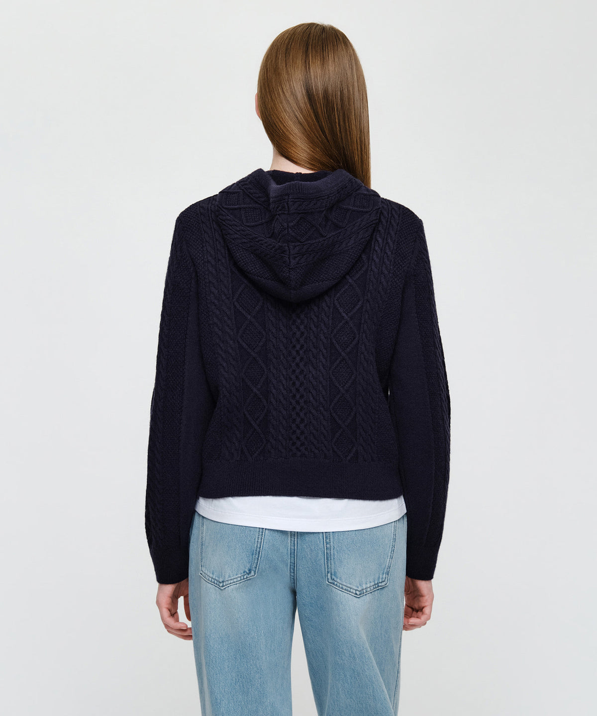 Marithe & Francois Girbaud - Micro Classic Logo Cable Hooded Knit (Navy) product image 3 | TRAB K-Fashion Australia