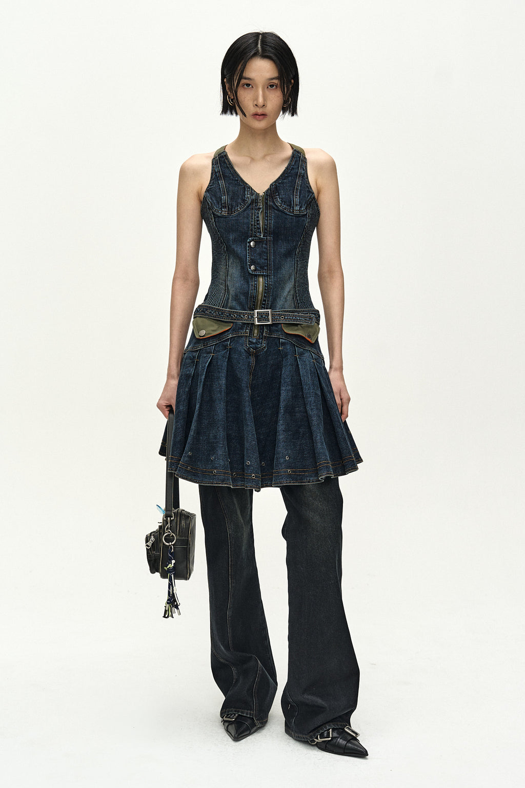 Andersson Bell - Military Ma-1 Harness Denim Dress (blue) (Blue) product image 2 | TRAB K-Fashion Australia