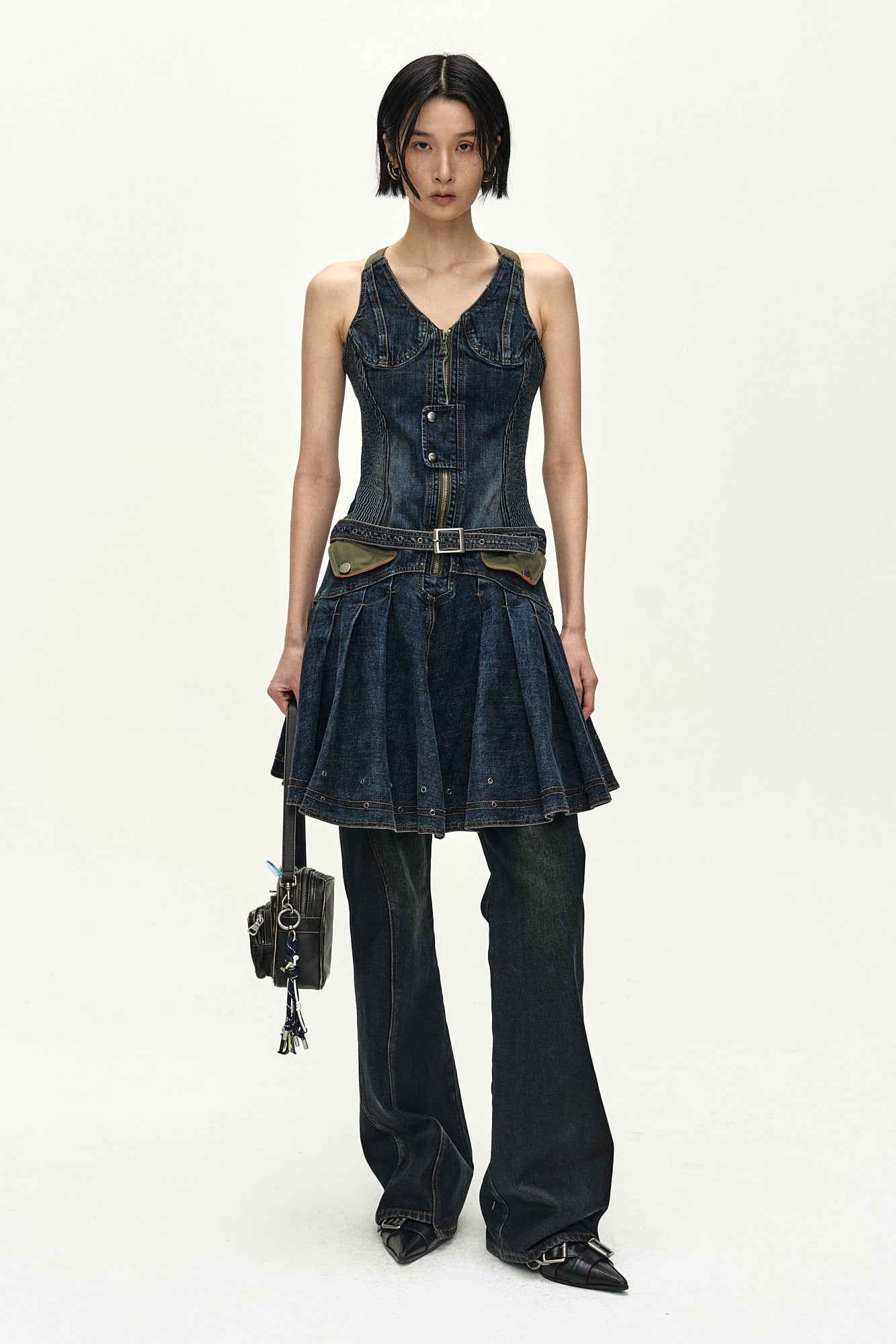 Andersson Bell - Military Ma-1 Harness Denim Dress (blue) (Blue) product image 2 | TRAB K-Fashion Australia