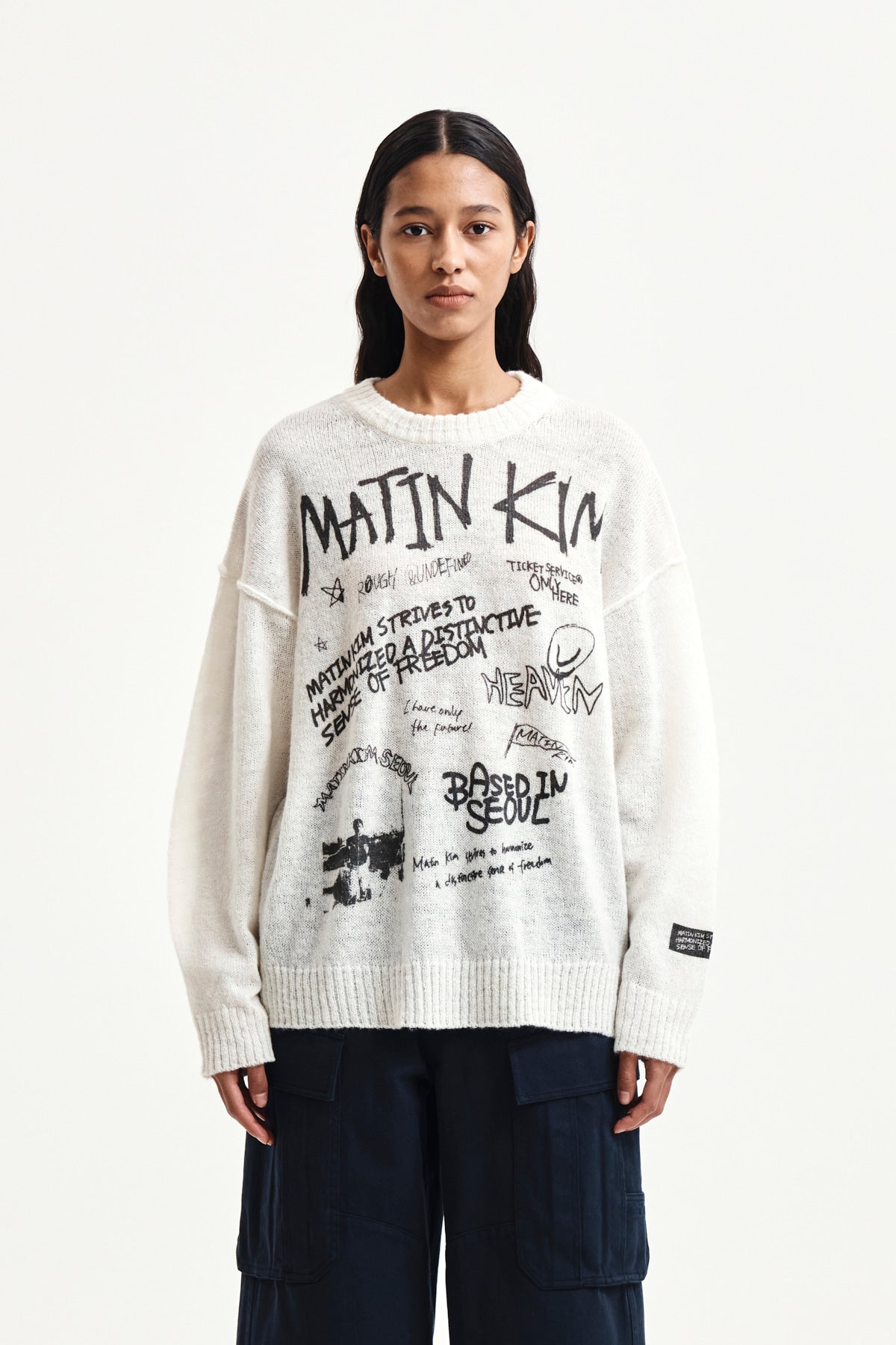 Matin Kim - Graffiti Artwork Knit Pullover (Ivory) product image 10 | TRAB K-Fashion Australia
