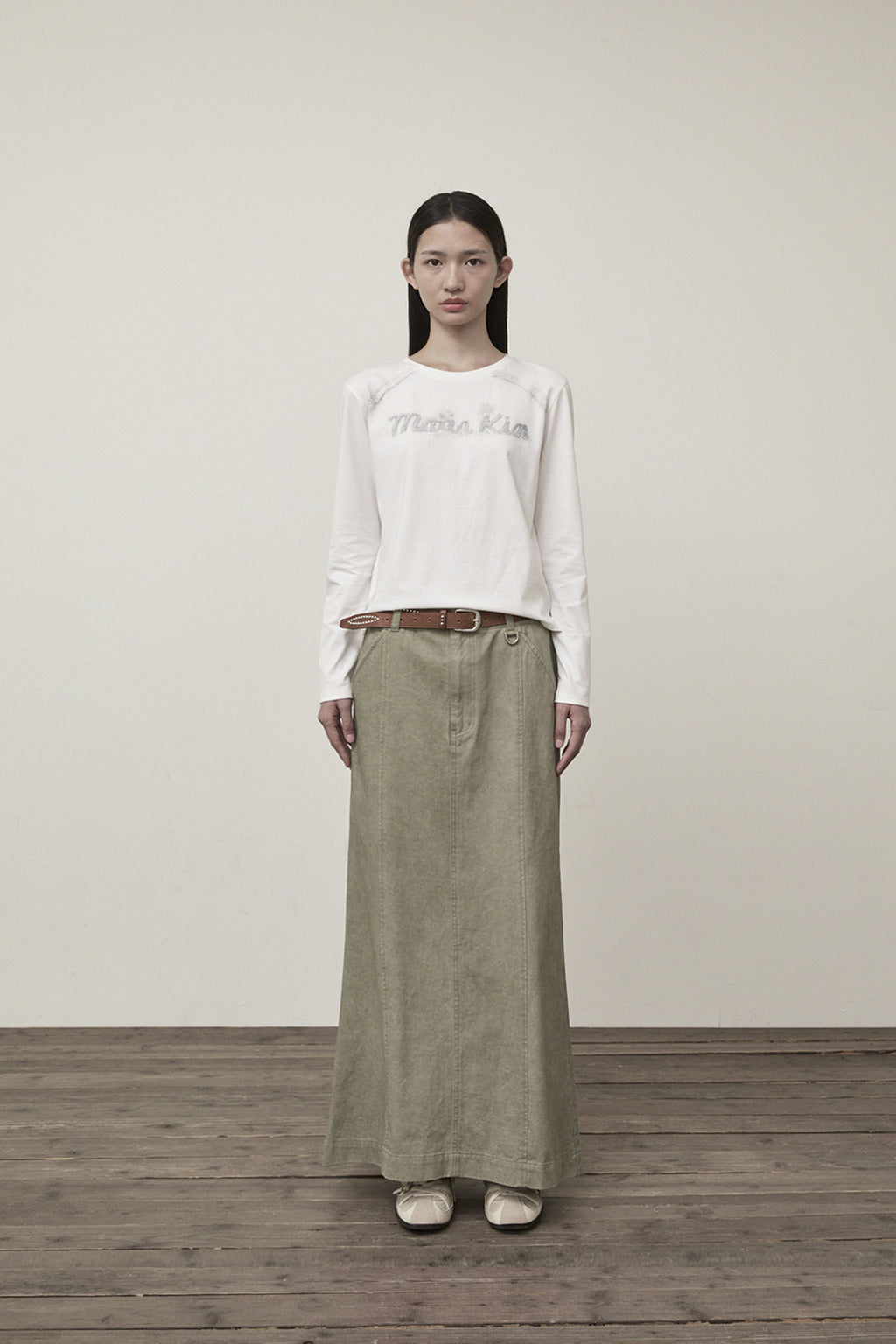 Matin Kim - Washed Mermaid Long Skirt (Light Khaki) product image 10 | TRAB K-Fashion Australia