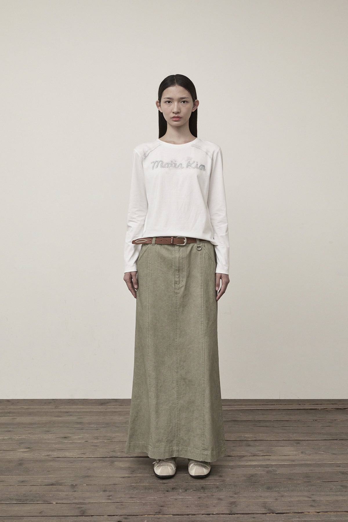 Matin Kim - Washed Mermaid Long Skirt (Light Khaki) product image 10 | TRAB K-Fashion Australia