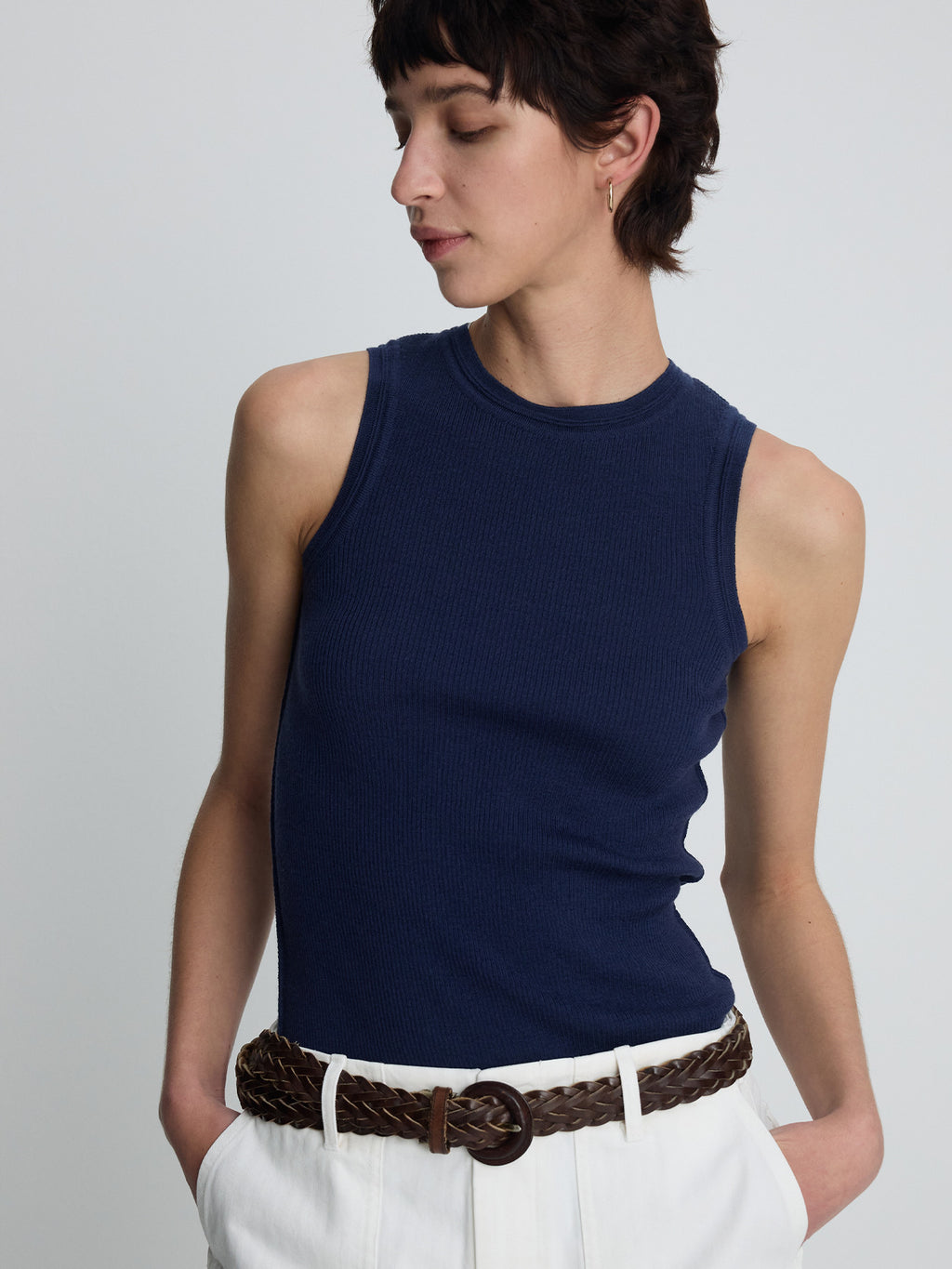 Tonywack - Wool Cashmere Ribbed Tank Top (Navy) product image 1 | TRAB K-Fashion Australia