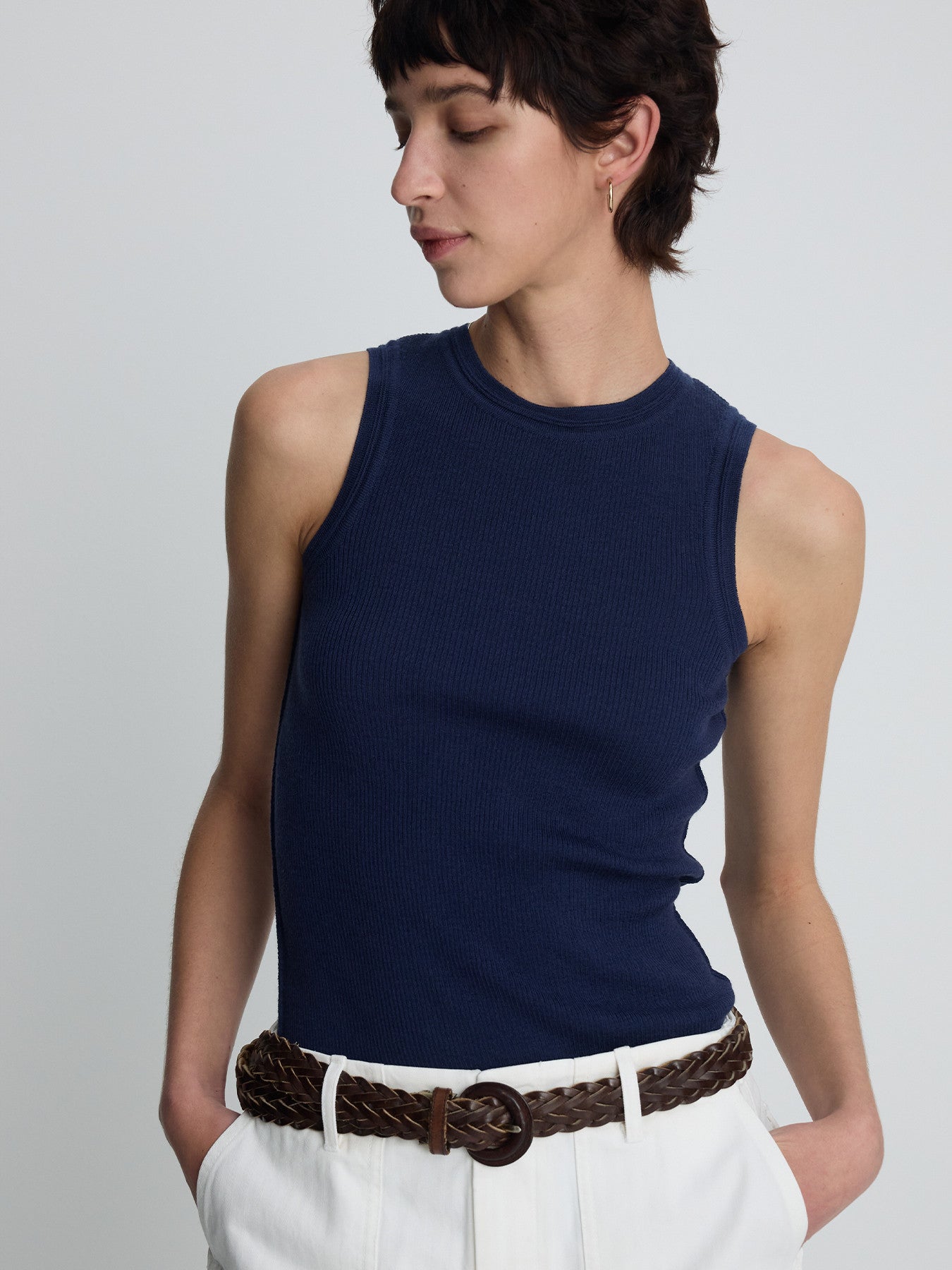 Tonywack - Wool Cashmere Ribbed Tank Top (Navy) product image 1 | TRAB K-Fashion Australia