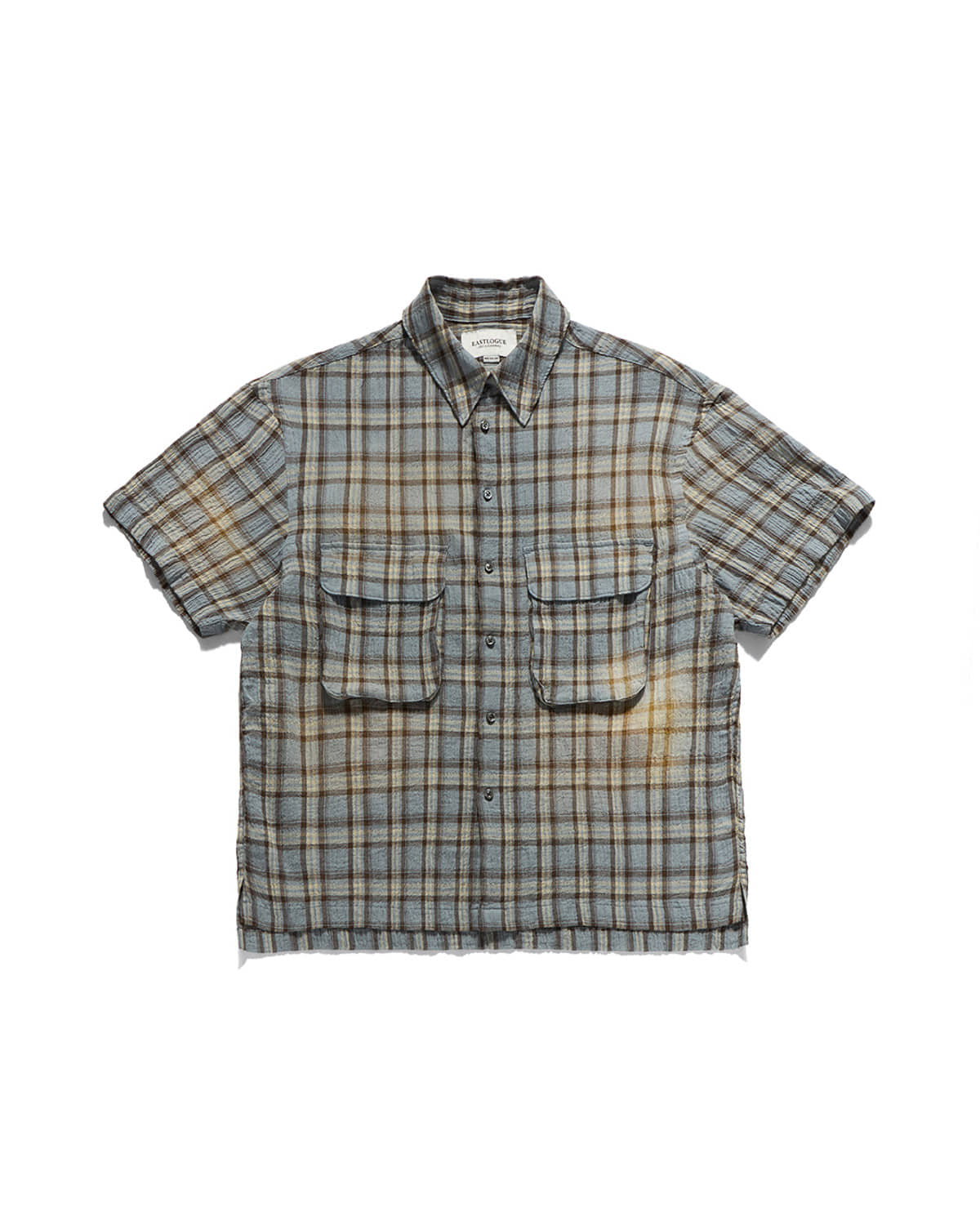 Eastlogue - Comfy Half Shirts (L.blue & Beige Check) product image 1 | TRAB K-Fashion Australia