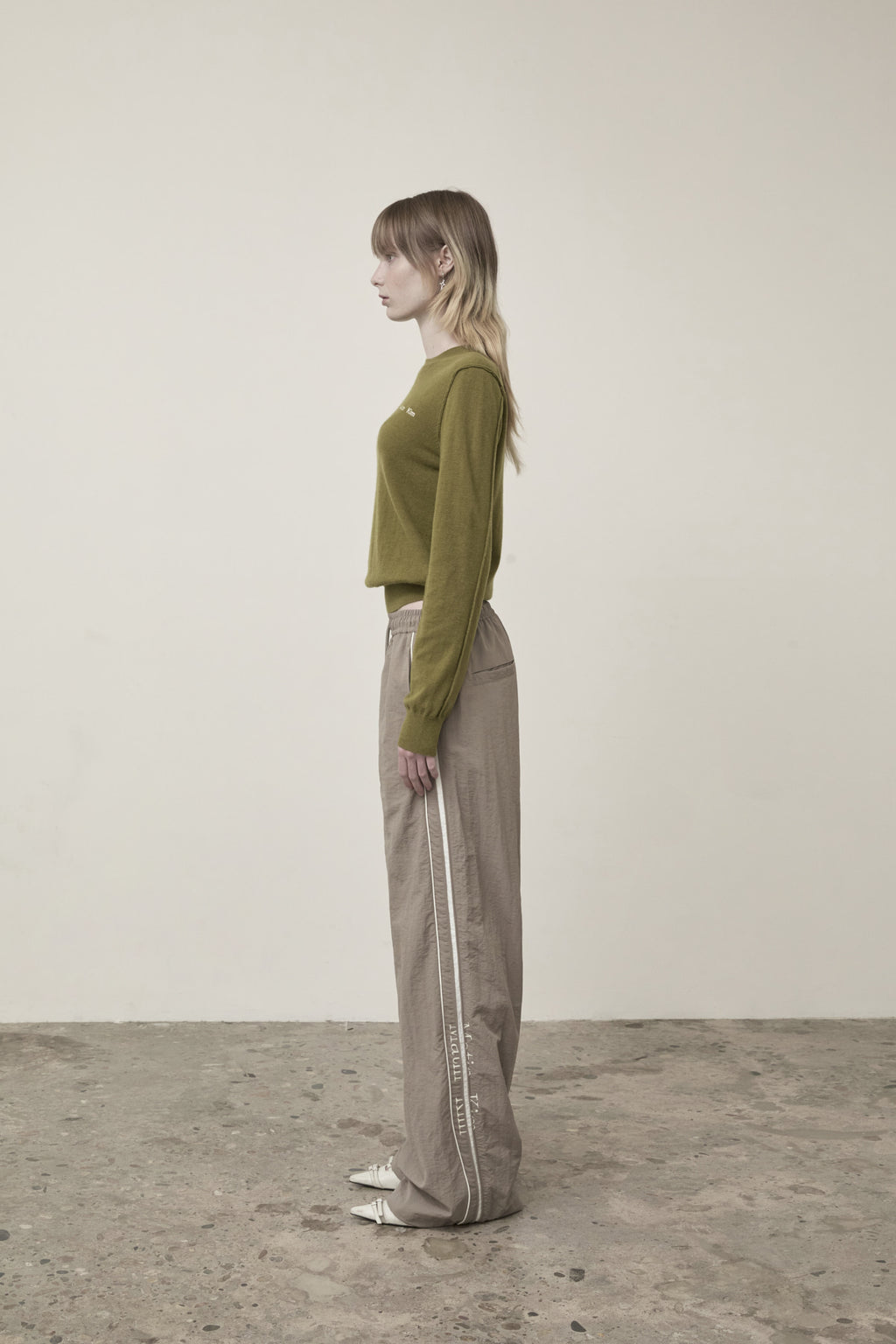 Matin Kim - Cashmere Blended Round Knit Pullover (Olive) product image 7 | TRAB K-Fashion Australia