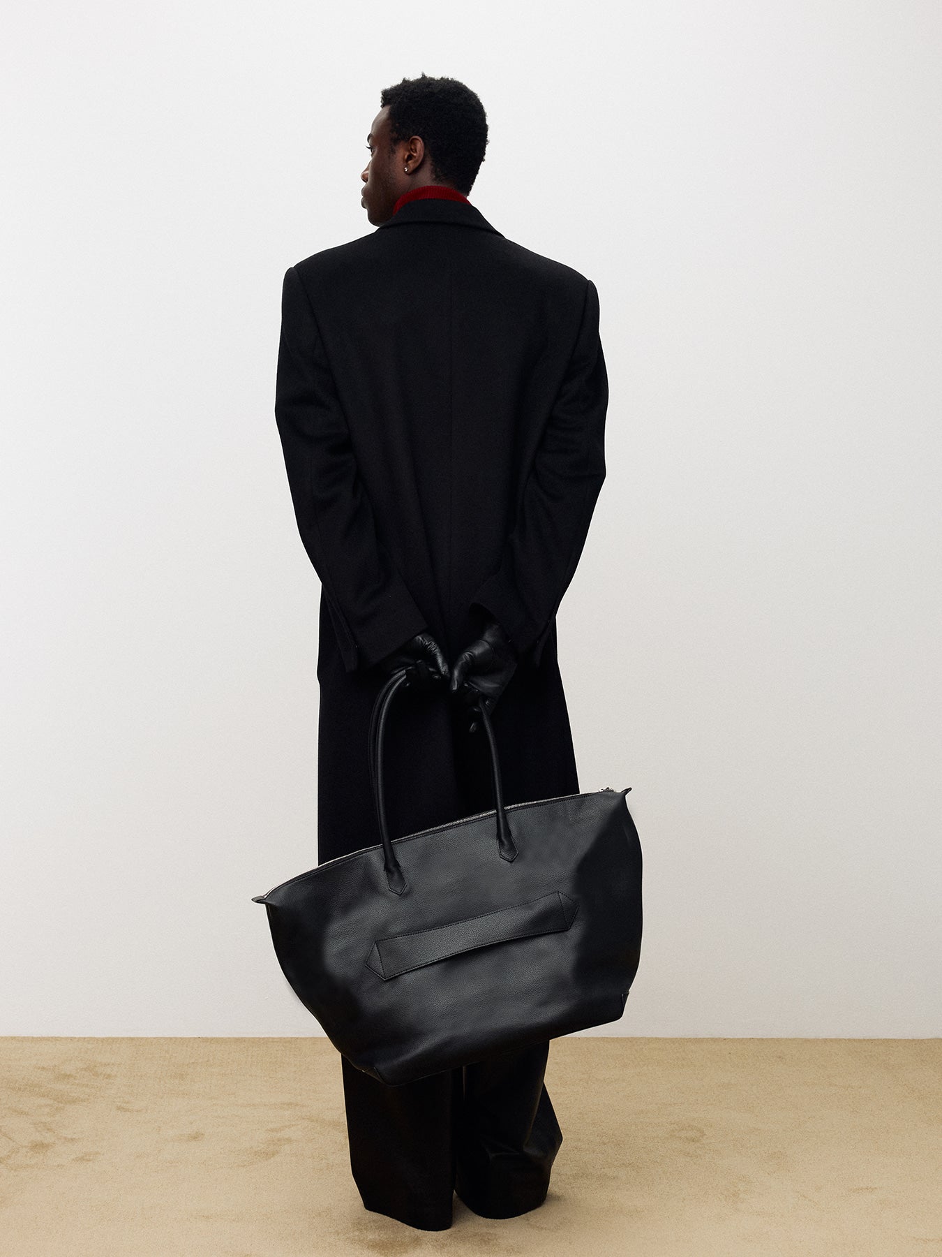Tonywack - Wool And Cashmere Tailored Wrap Coat (Black) product image 5 | TRAB K-Fashion Australia