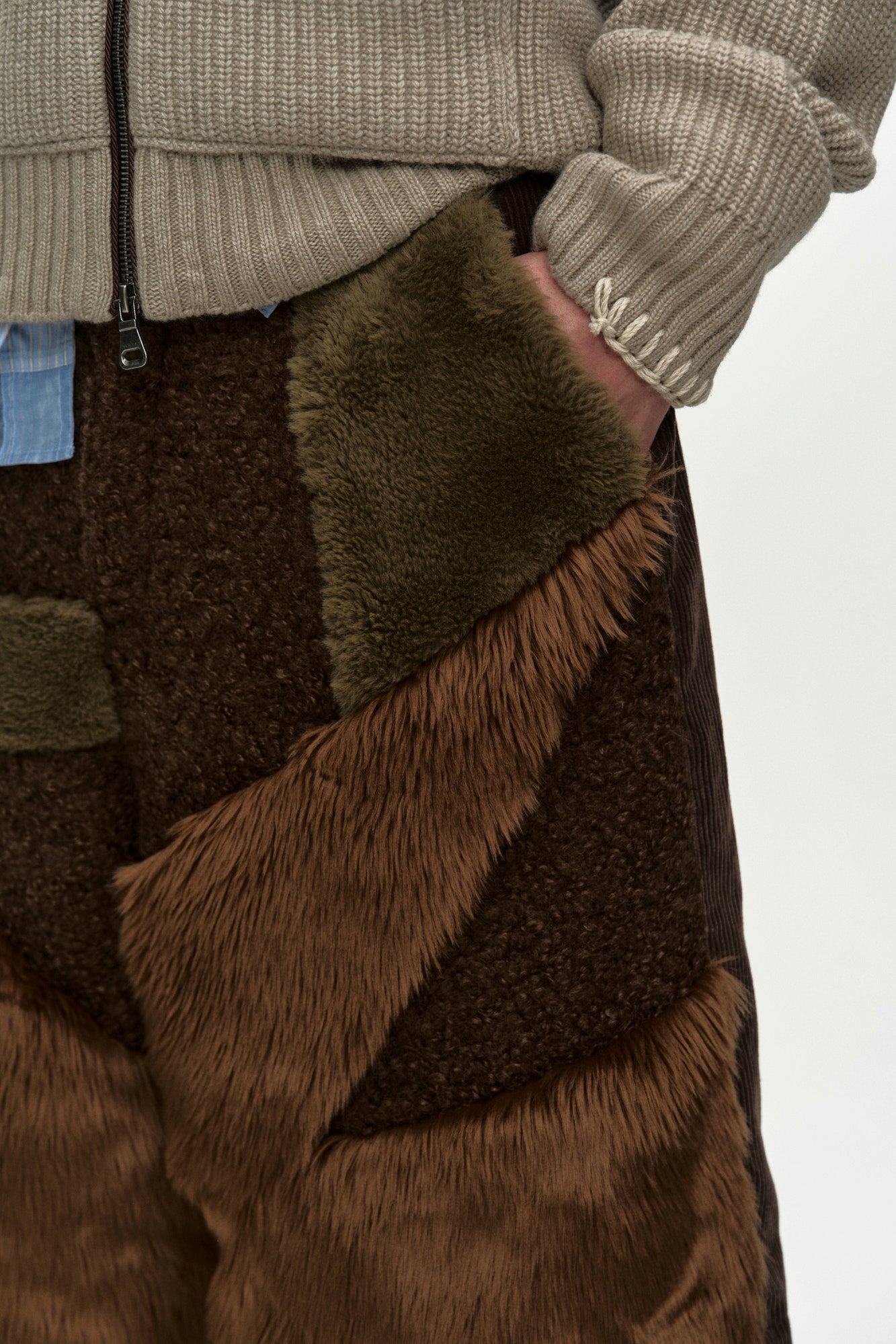 Andersson Bell - Faux Fur Patchwork Shorts (Brown) product image 6 | TRAB K-Fashion Australia