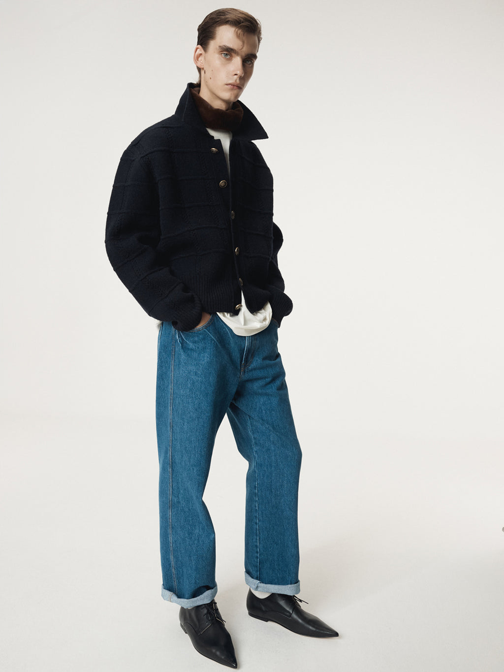 Recto - Vintage Button Collar Cardigan (Dark Navy) product image 5 | TRAB K-Fashion Australia