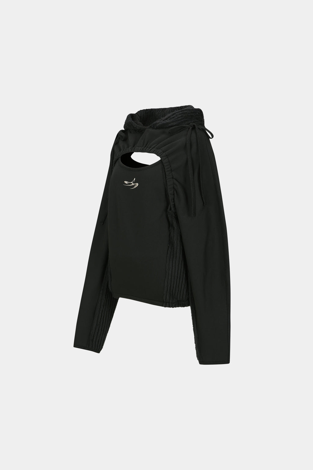 Andersson Bell - (essential) Cut Out Shirring Hoodie (Black) product image 9 | TRAB K-Fashion Australia