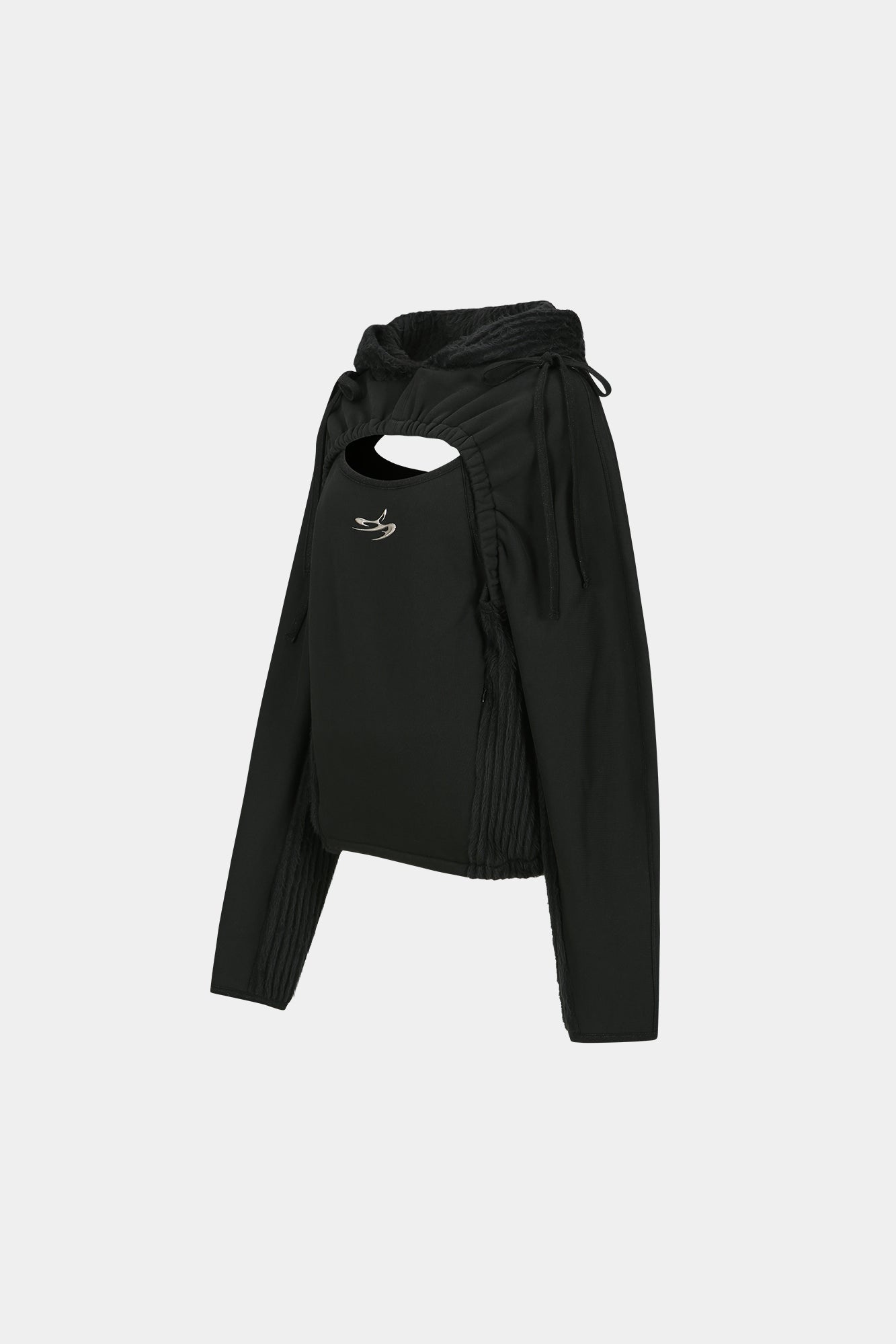 Andersson Bell - (essential) Cut Out Shirring Hoodie (Black) product image 9 | TRAB K-Fashion Australia
