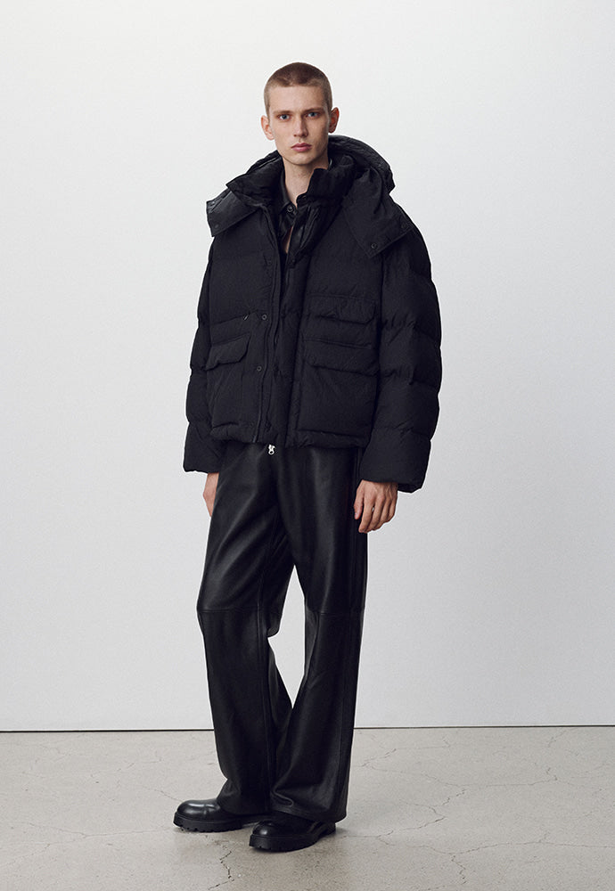 Tonywack - Technical Shell Short Puffer Down Jacket (Detachable Hood) (Black) product image 1 | TRAB K-Fashion Australia